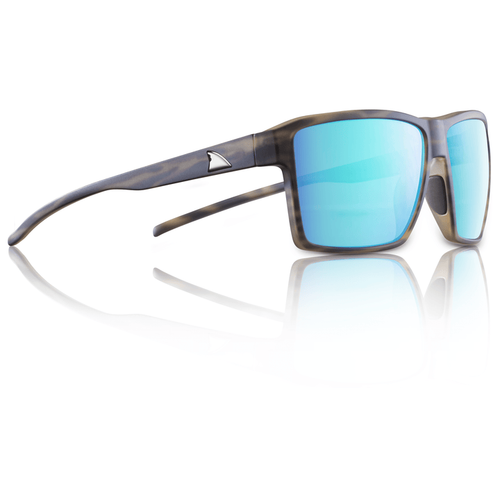 RedFin Polarized Hatteras fishing sunglasses with black frames and polarized lenses, designed for outdoor fishing activities.