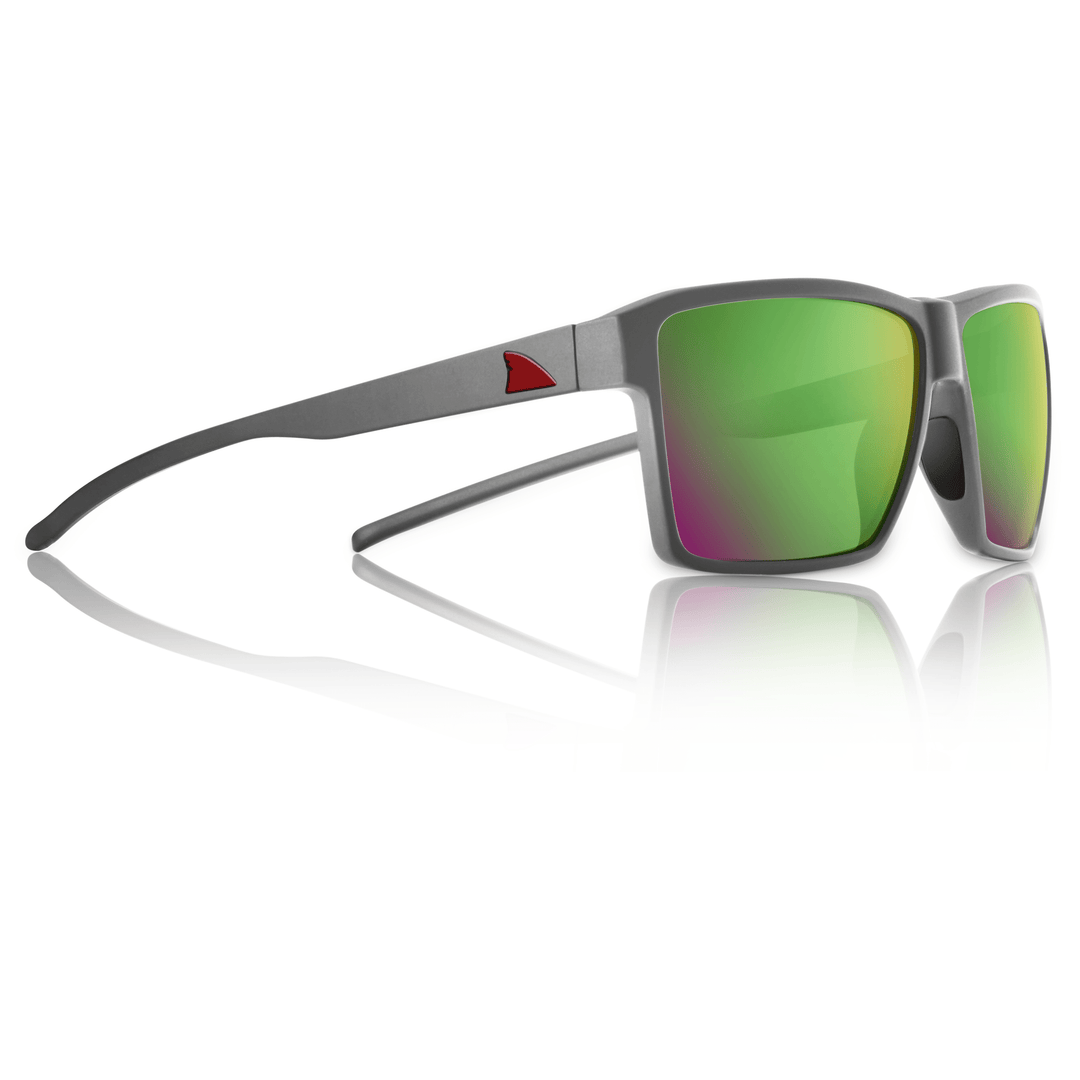 RedFin Polarized Hatteras fishing sunglasses with black frames and polarized lenses, designed for outdoor fishing activities.