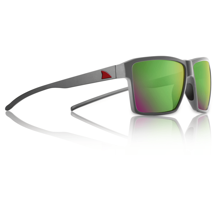 RedFin Polarized Hatteras fishing sunglasses with black frames and polarized lenses, designed for outdoor fishing activities.