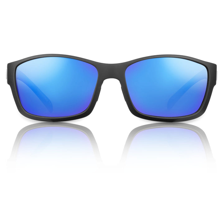 RedFin Polarized Outer Banks fishing sunglasses with matte honey drift frames and amber-green polarized lenses, designed for outdoor fishing.