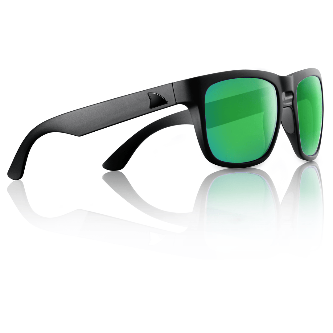 RedFin Polarized Tybee fishing sunglasses with matte honey drift frame and Gulf blue lenses for outdoor fishing activities.