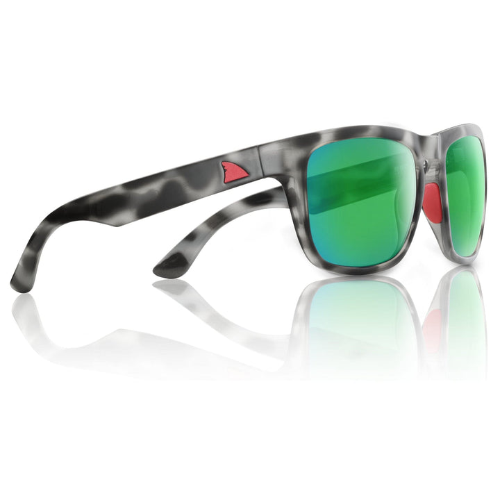 RedFin Polarized Tybee fishing sunglasses with matte honey drift frame and Gulf blue lenses, designed for outdoor fishing.