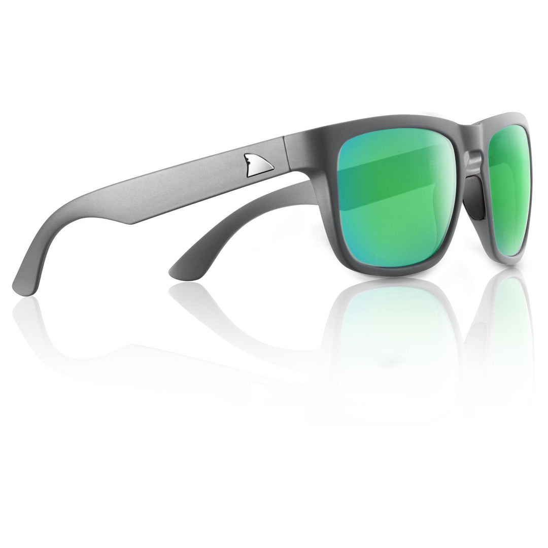 RedFin Polarized Tybee fishing sunglasses with matte honey drift frame and blue lenses, designed for marine and outdoor use.