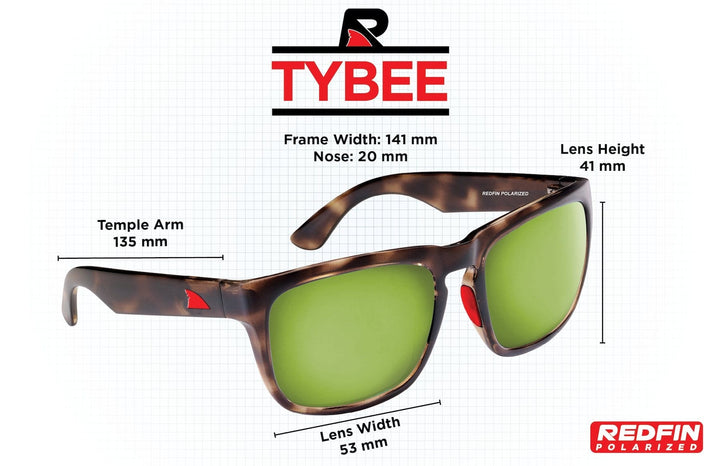 RedFin Polarized Tybee fishing sunglasses with matte honey drift frames and blue lenses, designed for outdoor fishing activities.