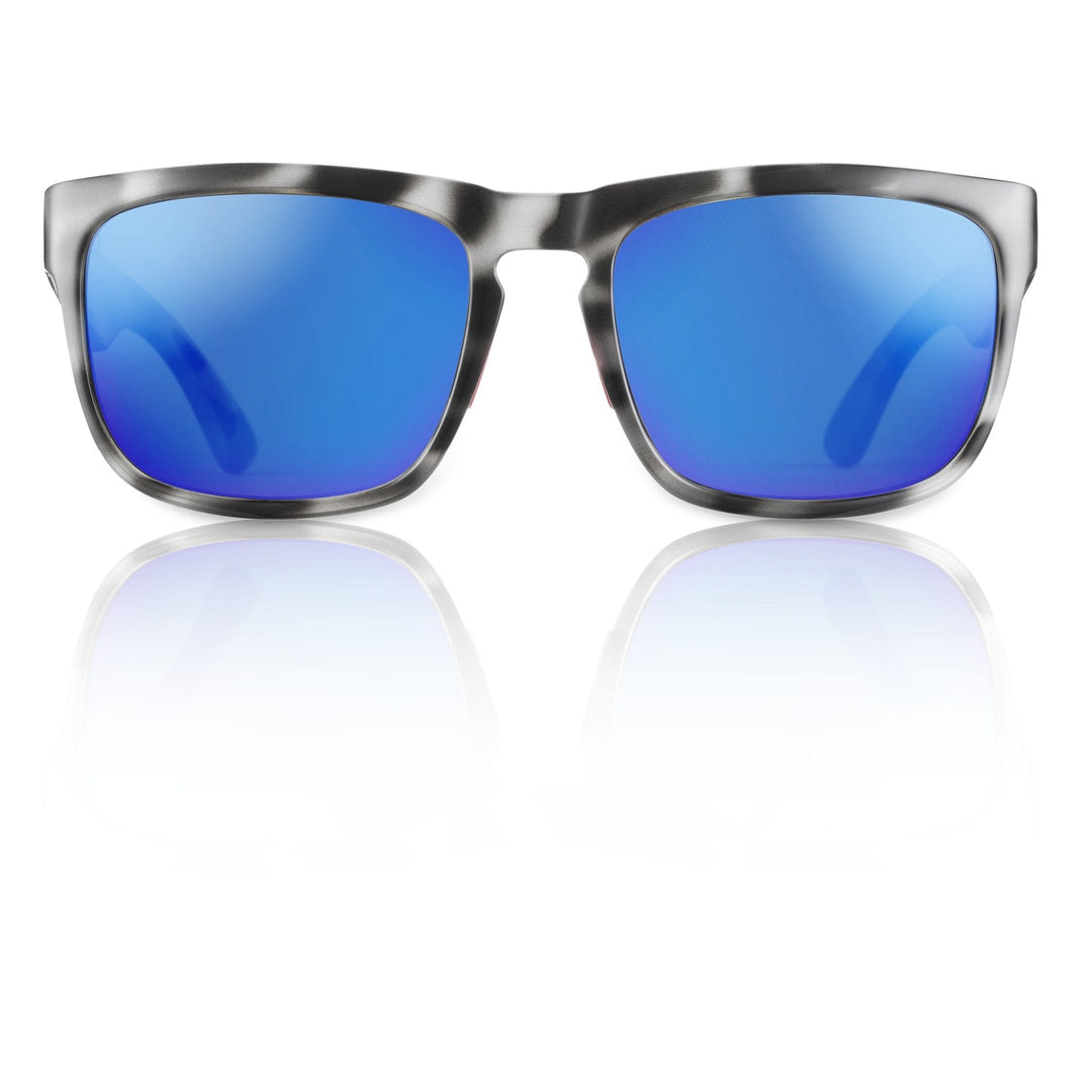 RedFin Polarized Tybee fishing sunglasses with matte honey drift frame and Gulf blue polarized lenses, designed for outdoor fishing.