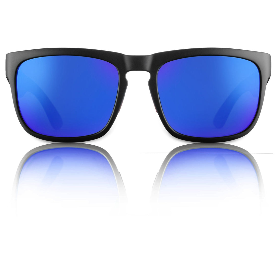 RedFin Polarized Tybee fishing sunglasses with matte honey drift frame and Gulf blue lenses, designed for fishing and outdoor activities.