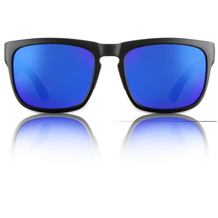 RedFin Polarized Tybee fishing sunglasses with matte honey drift frame and Gulf blue lenses, designed for fishing and outdoor activities.