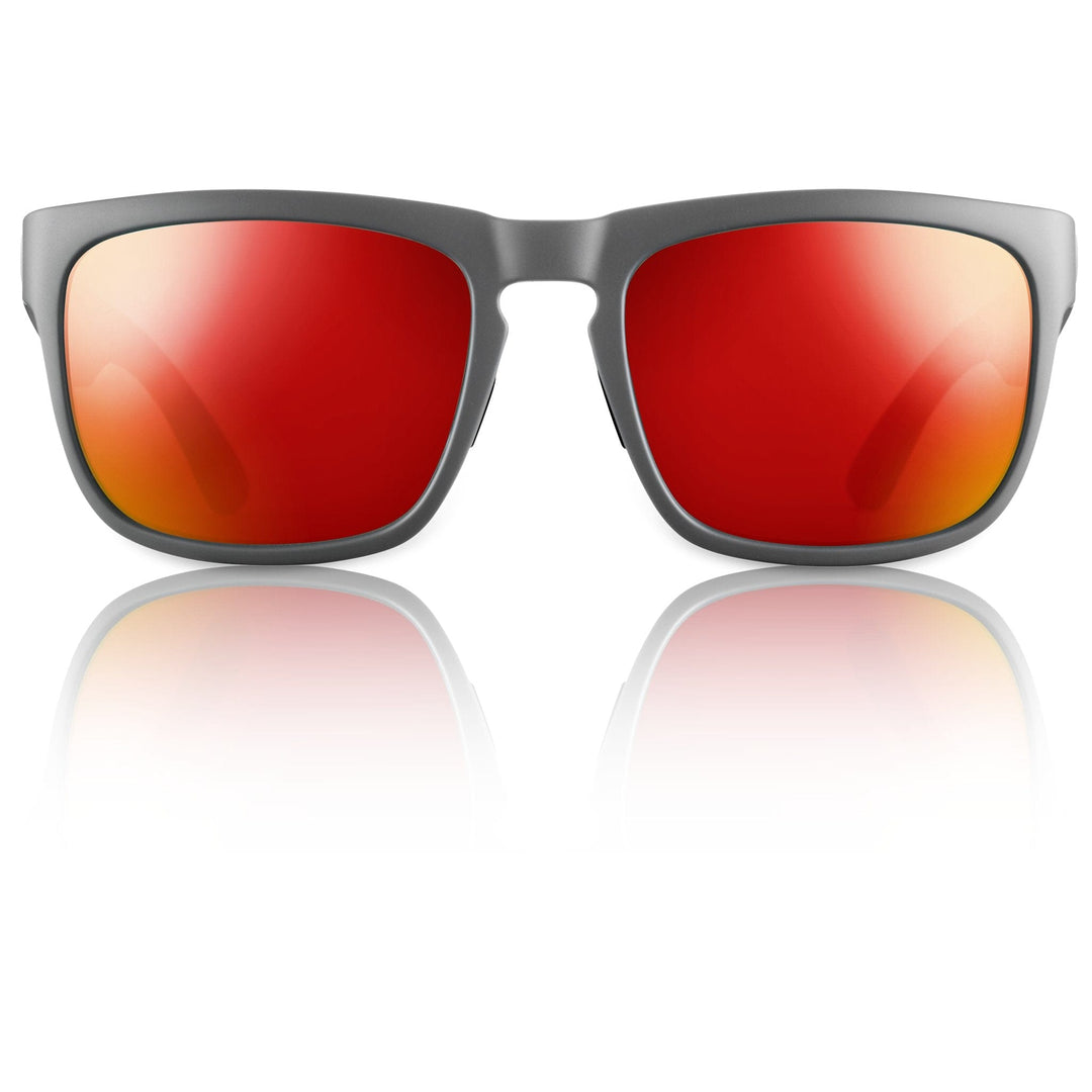 RedFin Polarized Tybee fishing sunglasses with matte honey drift frame and blue lenses for outdoor fishing and sun protection.