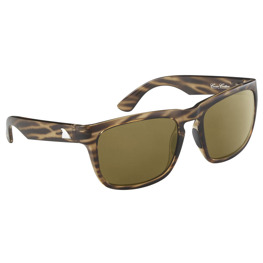 RedFin Polarized Tybee fishing sunglasses with matte honey drift frame and Gulf blue lenses, designed for outdoor fishing activities.