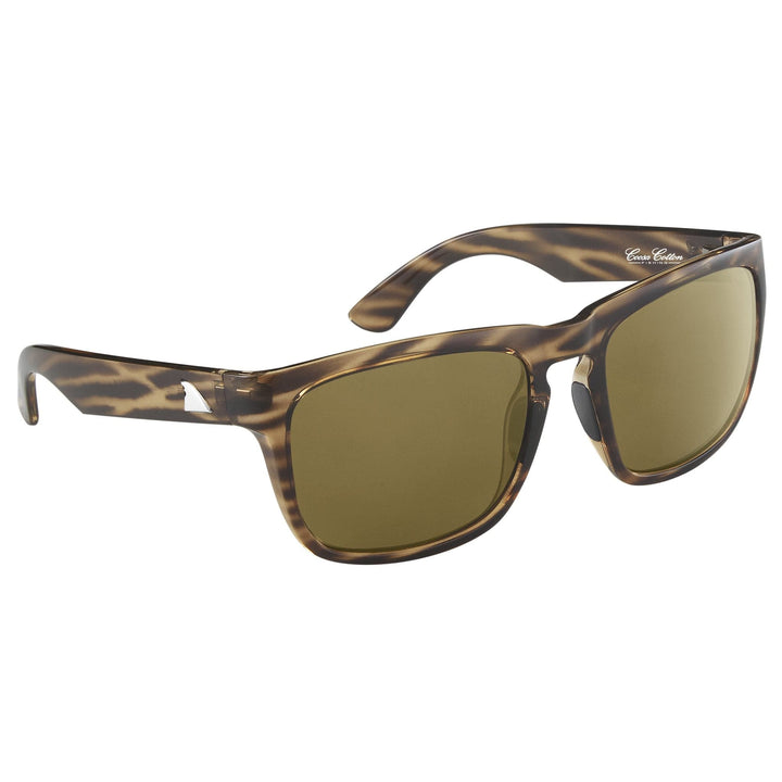 RedFin Polarized Tybee fishing sunglasses with matte honey drift frame and Gulf blue lenses, designed for outdoor fishing activities.