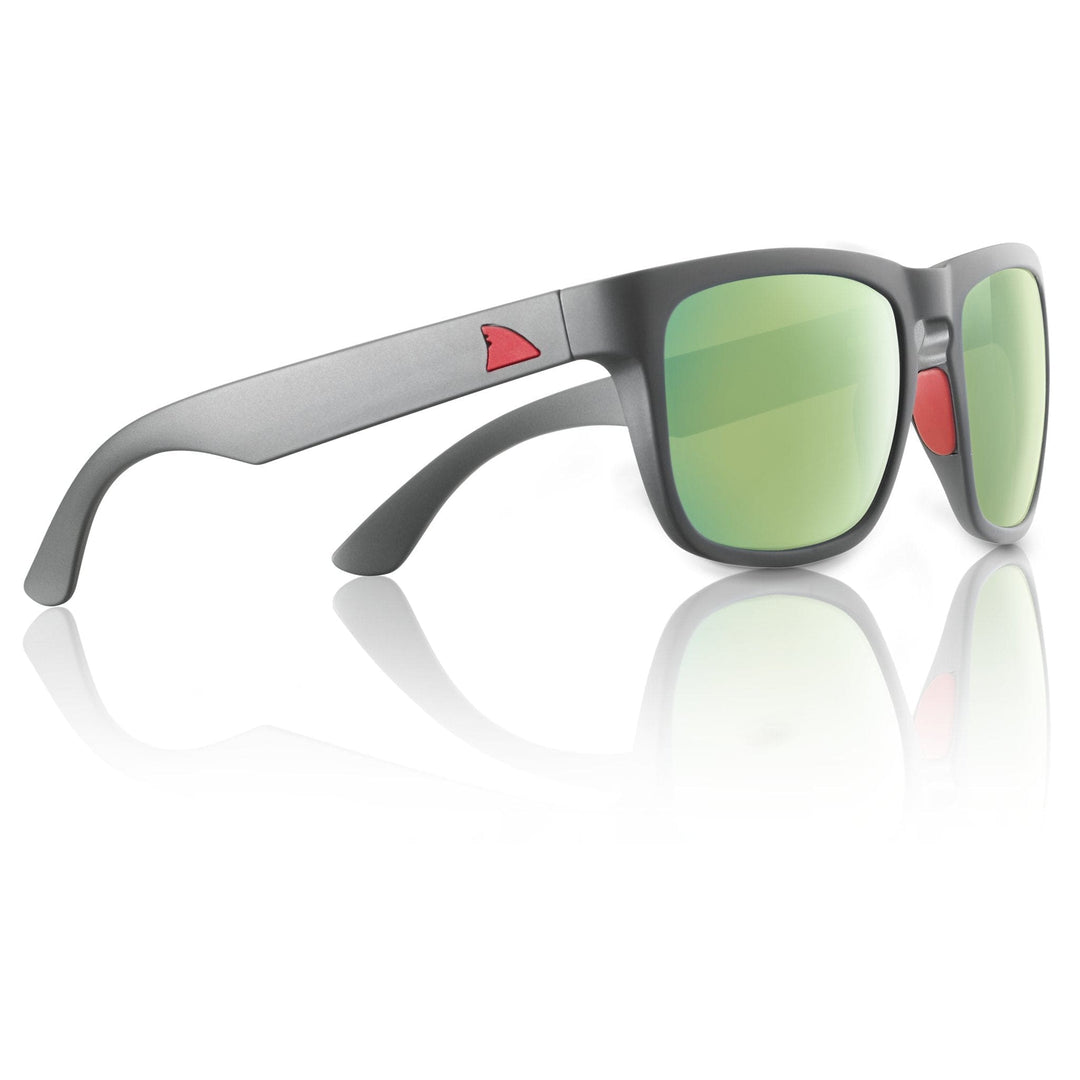 RedFin Polarized Tybee fishing sunglasses with matte honey drift frame and Gulf blue polarized lenses, designed for outdoor fishing.