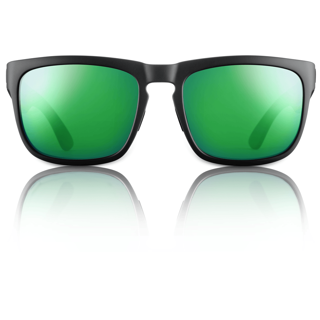 RedFin Polarized Tybee fishing sunglasses with matte honey drift frames and Gulf blue lenses, designed for outdoor fishing activities.