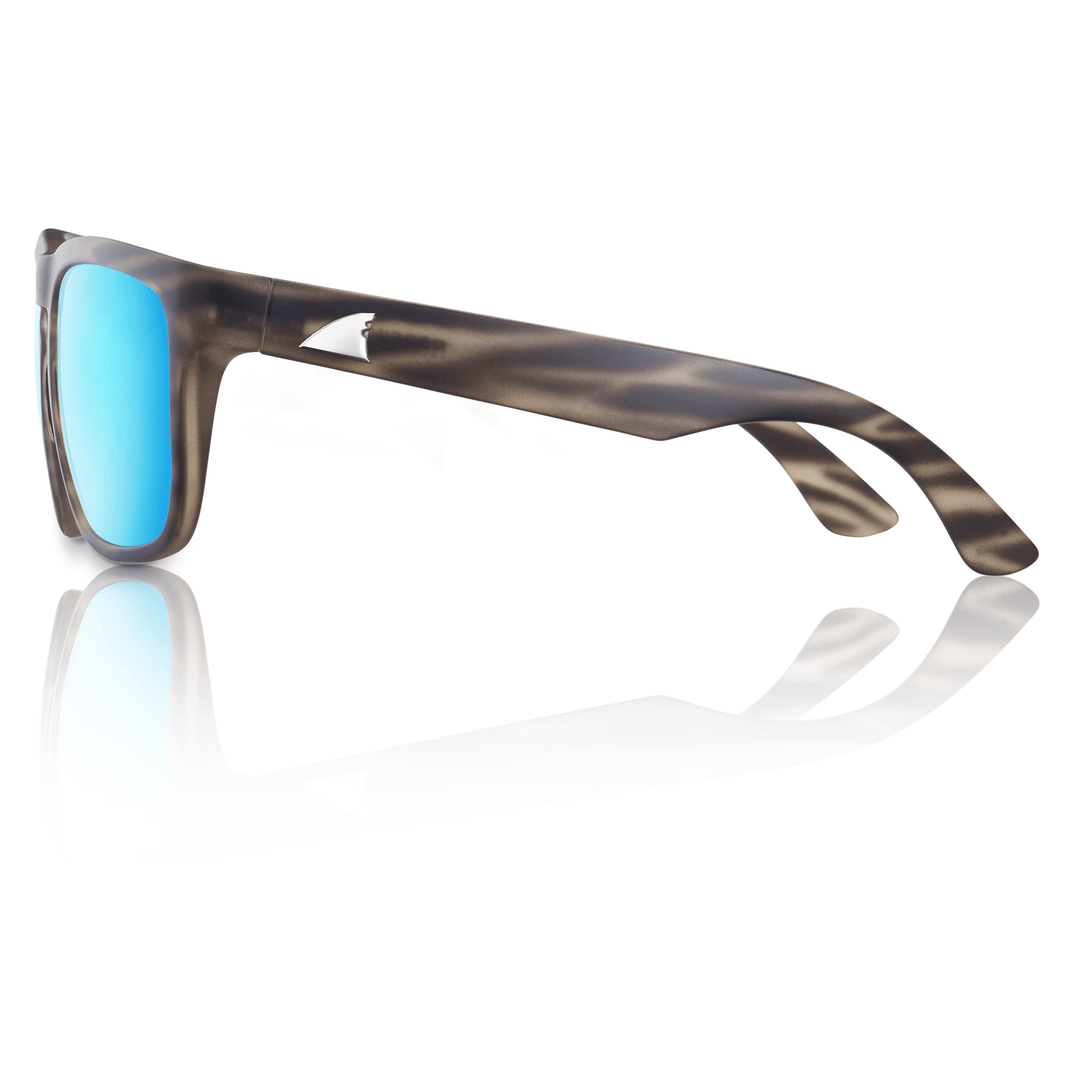 RedFin Polarized Tybee fishing sunglasses with matte honey drift frame and Gulf blue lenses, designed for outdoor fishing activities.