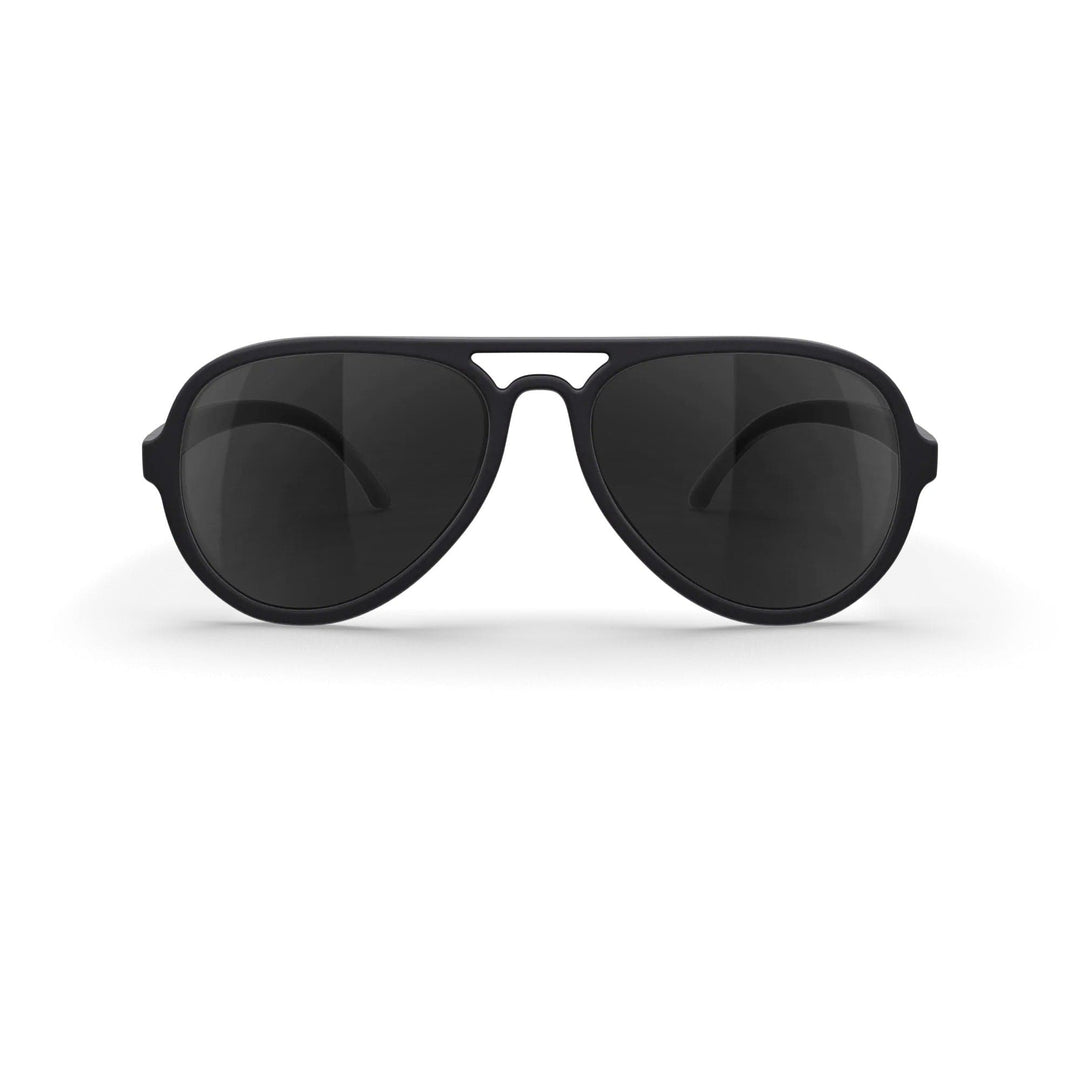 REKS® black mirror aviator sunglasses with polarized polycarbonate lenses, classic aviator style and reflective mirror finish