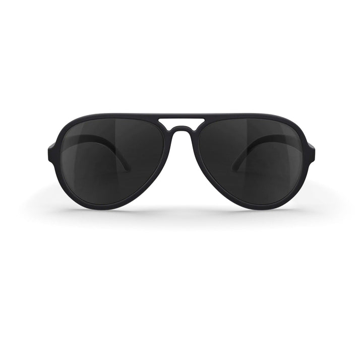 REKS® black mirror aviator sunglasses with polarized polycarbonate lenses, classic aviator style and reflective mirror finish