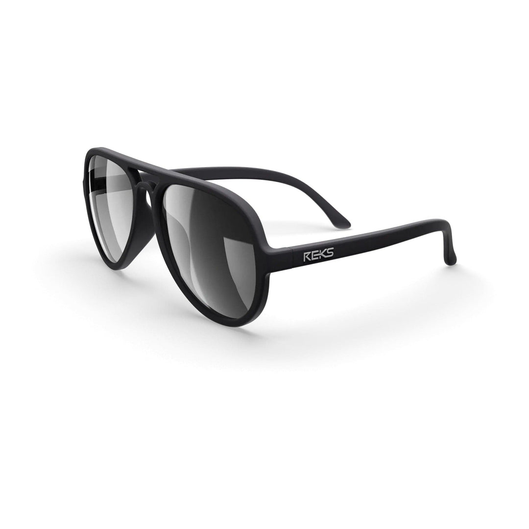 REKS® aviator polarized sunglasses with black mirrored polycarbonate lenses and metal frame, stylish eye protection for outdoor wear