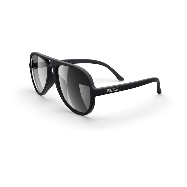 REKS® aviator polarized sunglasses with black mirrored polycarbonate lenses and metal frame, stylish eye protection for outdoor wear