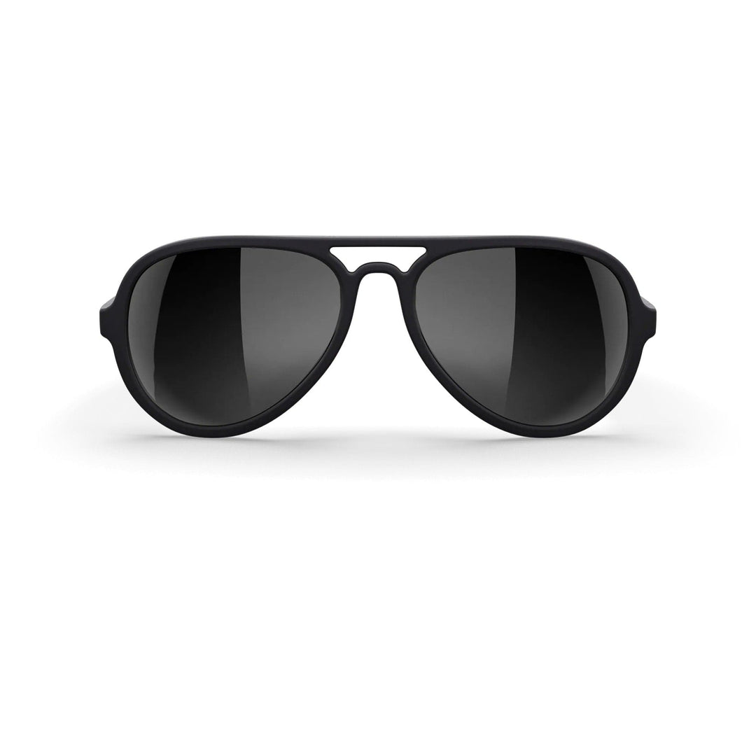 REKS® black mirror aviator polarized sunglasses with polycarbonate lenses, stylish and durable for outdoor wear.