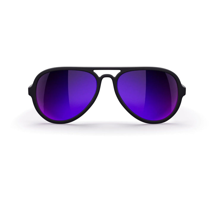 REKS® aviator sunglasses with black frame and red mirrored polycarbonate lenses, classic aviator style.