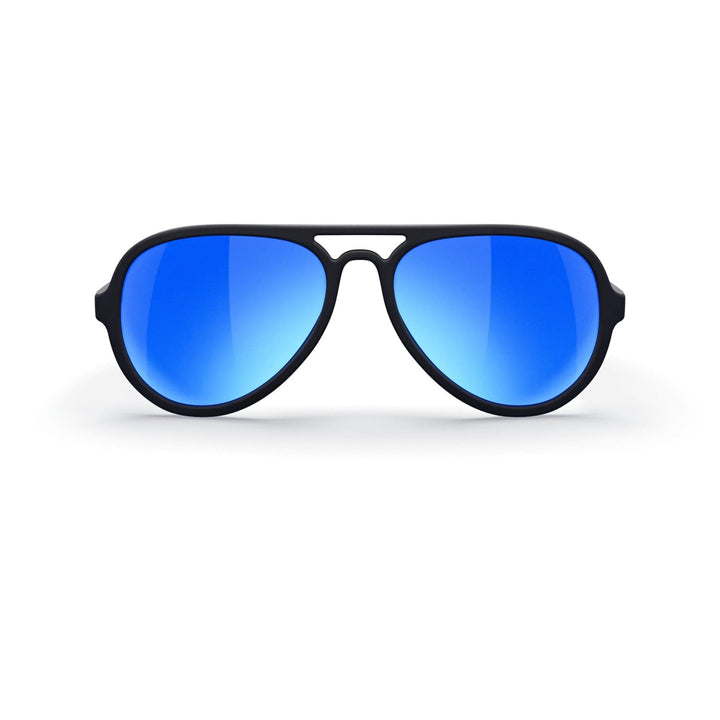 REKS® aviator sunglasses with black and red mirrored polycarbonate lenses and metal frame, stylish and protective eyewear.