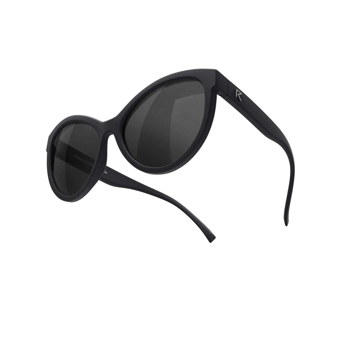 REKS® cat eye polarized sunglasses with silver mirror lenses, lightweight polycarbonate frame, stylish and UV protective for women.