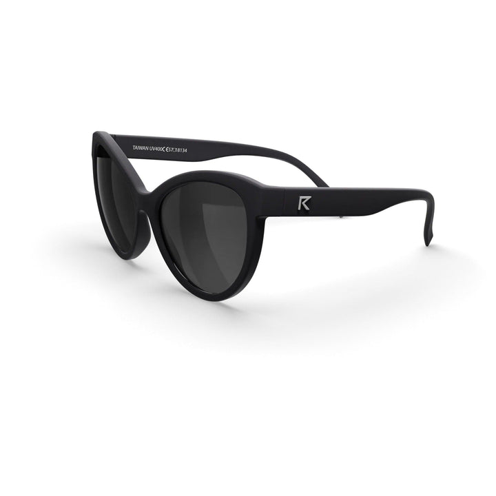 REKS® cat eye polarized sunglasses with silver mirror lenses, made from durable polycarbonate for stylish eye protection.