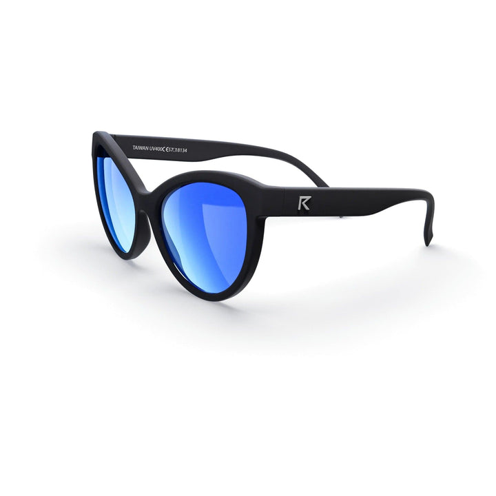 REKS® cat eye polarized sunglasses with silver mirror lenses, made from durable polycarbonate for stylish eye protection.