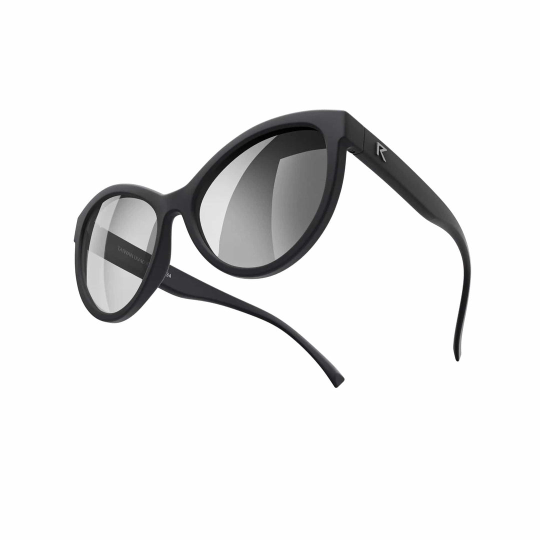 REKS® cat eye polarized sunglasses with silver mirror lenses, made of durable polycarbonate for stylish protection.