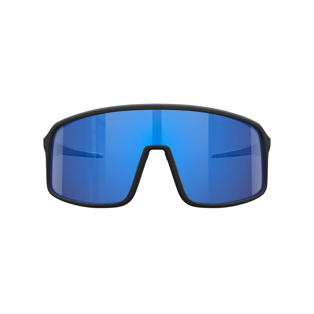 Black K-Shield polarized sunglasses by REKS® with front view, contrast frame and blue-tinted lenses.
