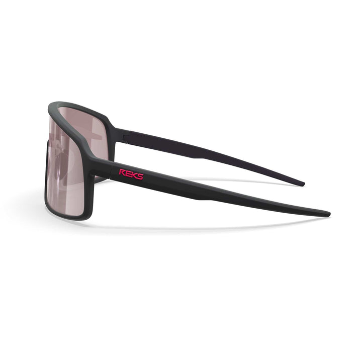 REKS® K-Shield contrast polarized sunglasses with black frame and tinted lenses, showcasing stylish eyewear design.