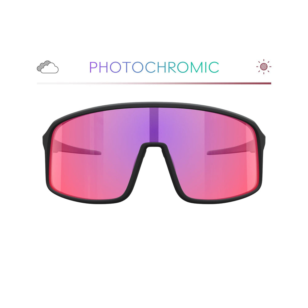 REKS® K-Shield contrast photochromic sunglasses with black frames, shown from the front in a compact, high-quality image.