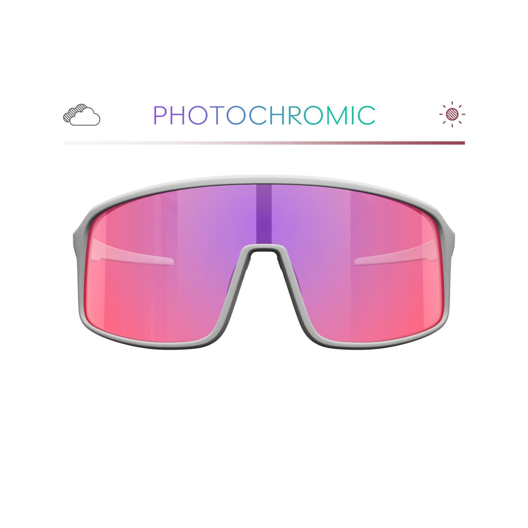 White K-Shield Kontrast Photochromic Sunglasses by REKS® with white frame and adaptive lenses for versatile sun protection.