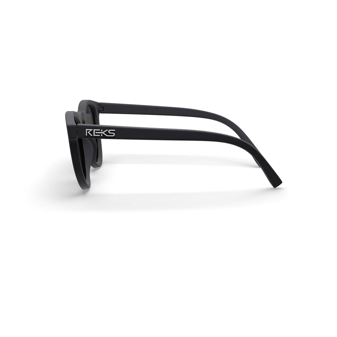 REKS® round polarized polycarbonate sunglasses with amber lenses and rose tint, stylish and lightweight eyewear.