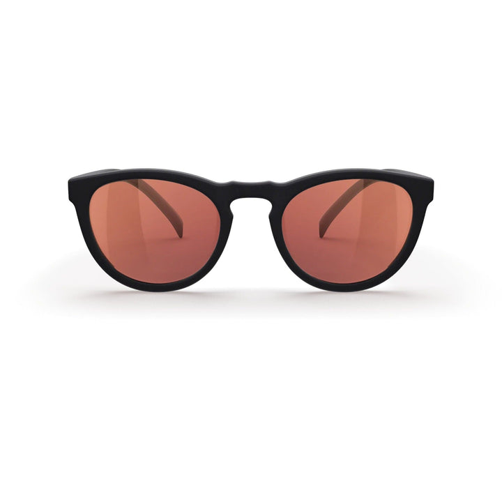 REKS® round polarized polycarbonate sunglasses with rose amber lenses, stylish and lightweight for outdoor wear