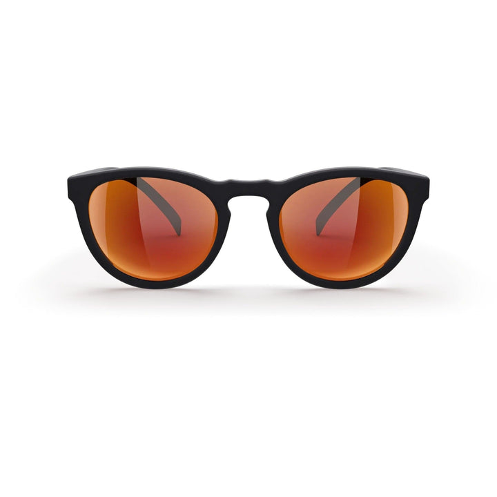 REKS® round polarized polycarbonate sunglasses with rose-amber lenses, stylish and protective eyewear for sunny days.