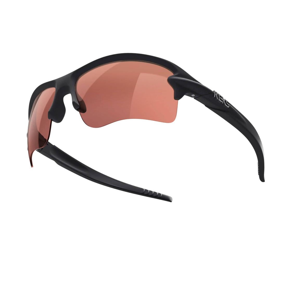 REKS® Sling Blade polarized polycarbonate sunglasses with blue mirror lenses, stylish and durable for outdoor wear.