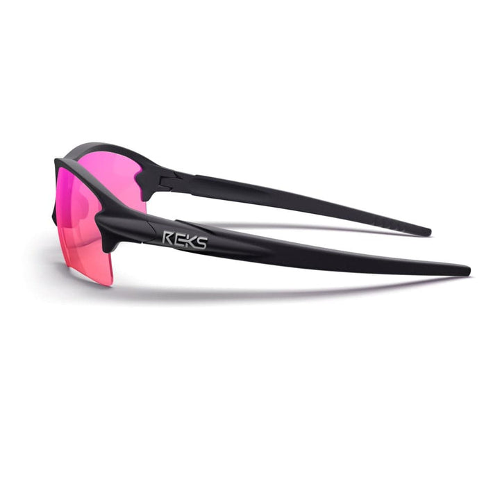 REKS® Sling Blade contrast photochromic sunglasses with black Plazma frame and side detail, designed for stylish sun protection.
