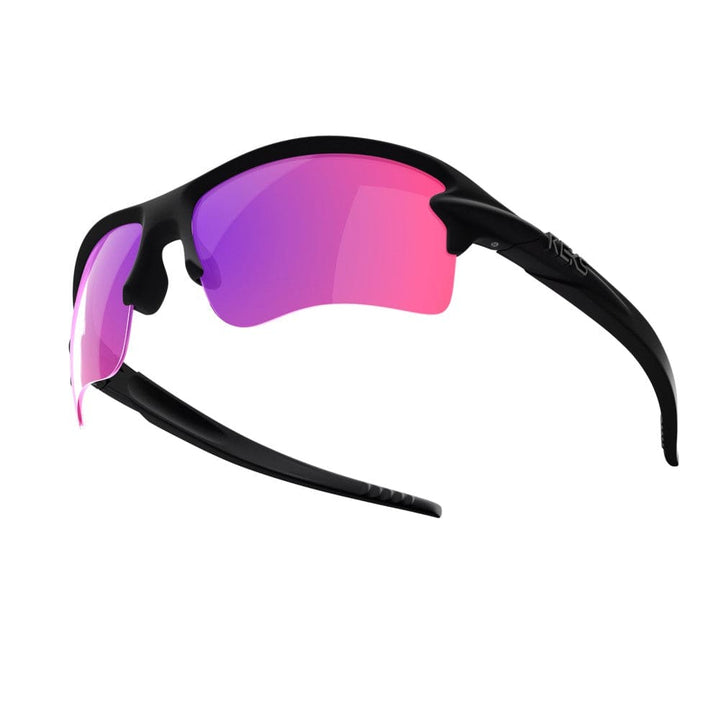 REKS® Sling Blade contrast photochromic sunglasses with black Plazma frame, showing sleek design and adjustable arms.