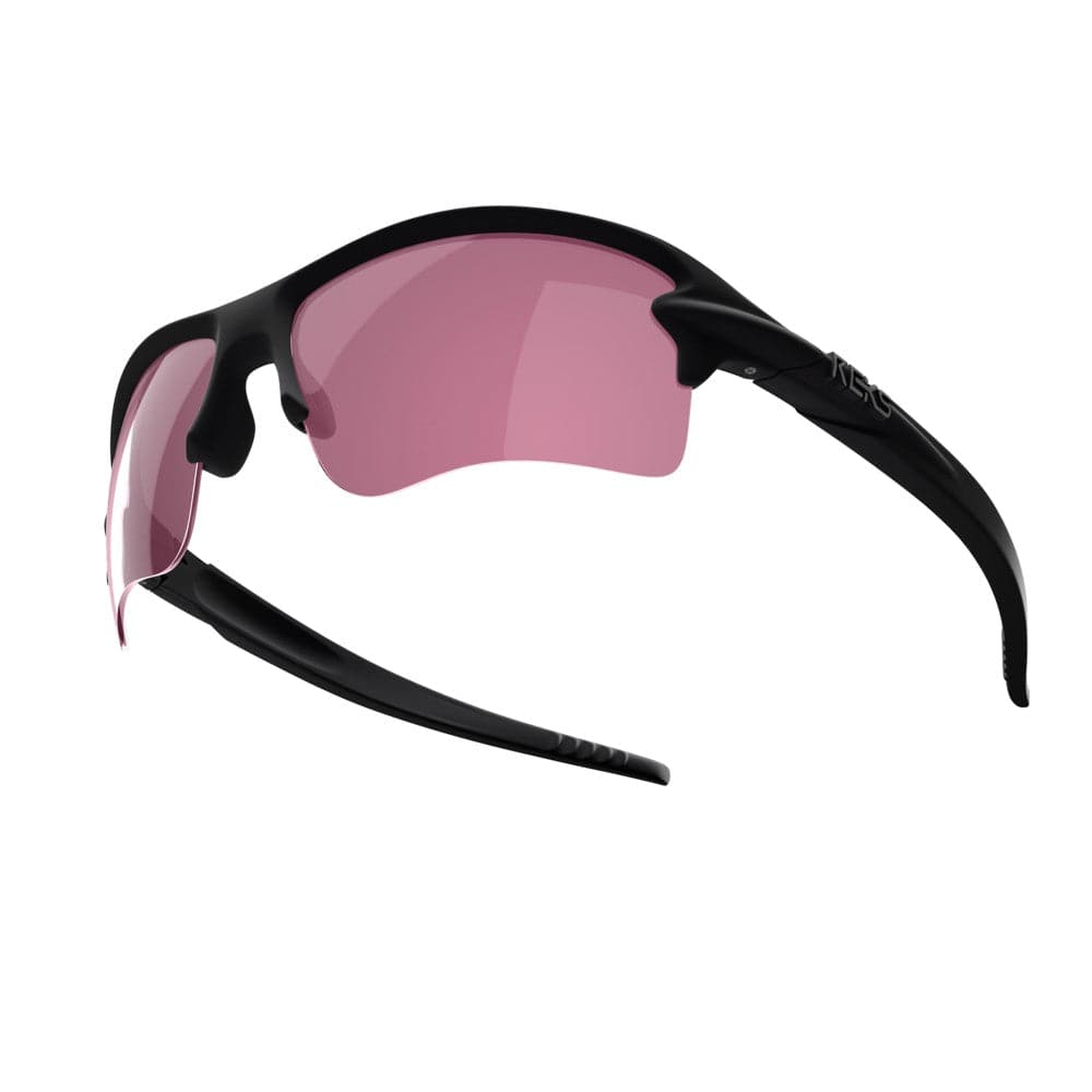 REKS® Sling Blade contrast sunglasses in black with rose-tinted lenses, featuring a sleek, modern design and durable frame.