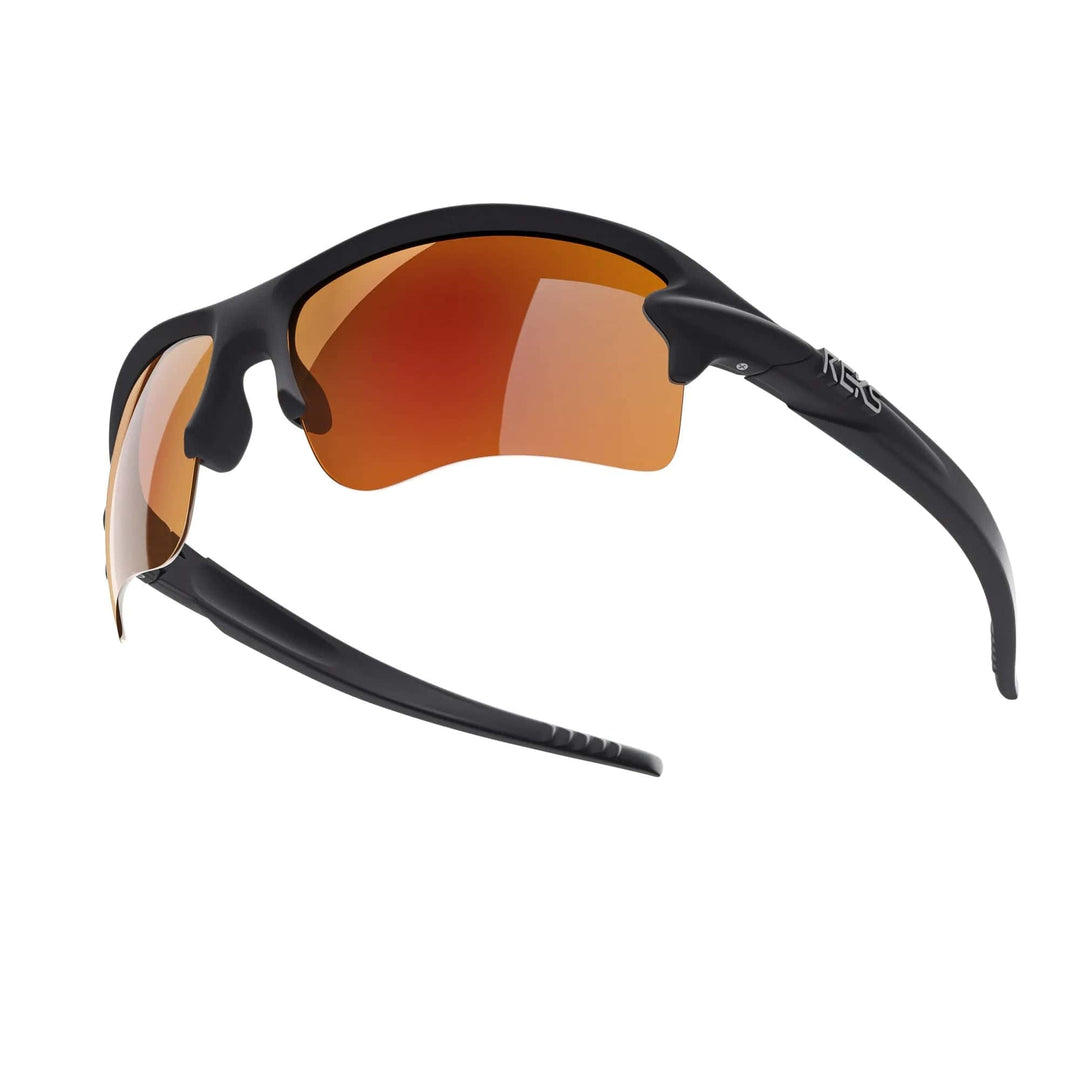 REKS Sling Blade polarized polycarbonate prescription sunglasses with solid smoke lenses, stylish and durable eyewear for everyday use.