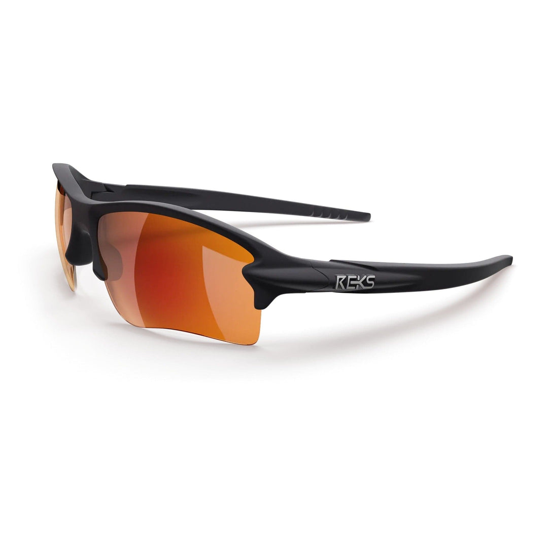REKS Sling Blade polarized prescription sunglasses with solid smoke polycarbonate lenses and sleek design