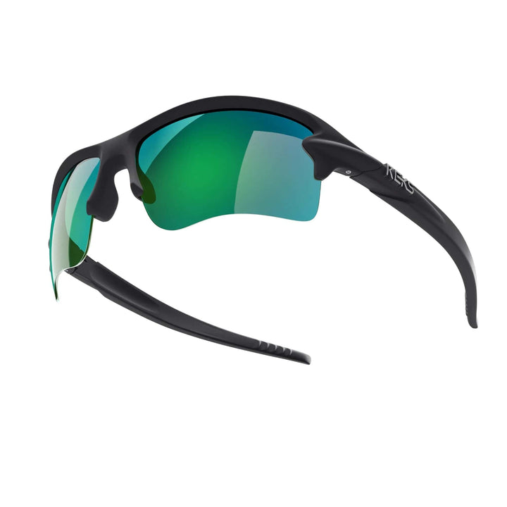 REKS Sling Blade polarized polycarbonate prescription sunglasses with solid smoke lenses, designed for clear vision and eye protection.