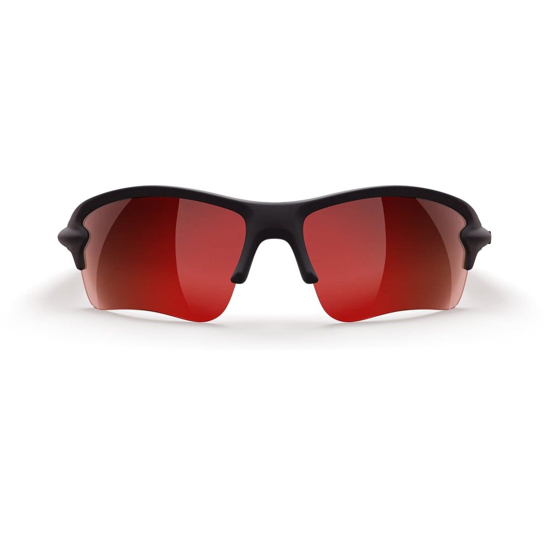 REKS SlingBlade polarized sunglasses in black and red with mirror lenses, featuring Trivex® frame and sleek sling-blade design.