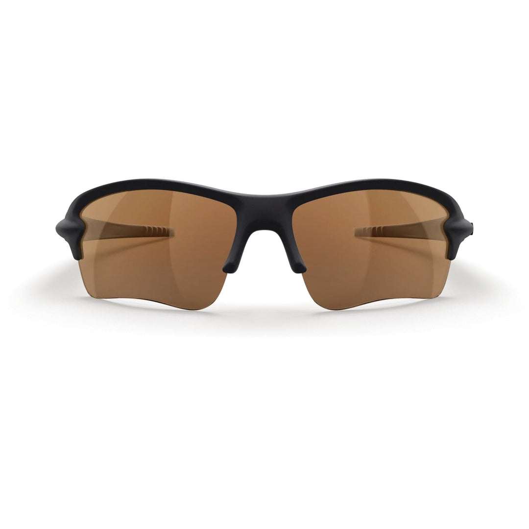 Black Sling Blade polarized sunglasses by REKS® with brown tinted lenses, front view showing sleek design and frame details.