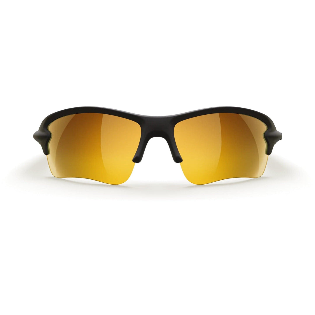 REKS SlingBlade polarized sunglasses with black and gold mirror lenses, featuring a sleek sling-blade design and Trivex® material.
