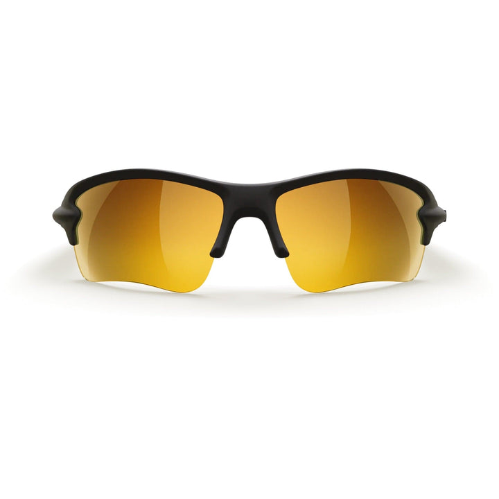 REKS SlingBlade polarized sunglasses with black and gold mirror lenses, featuring a sleek sling-blade design and Trivex® material.