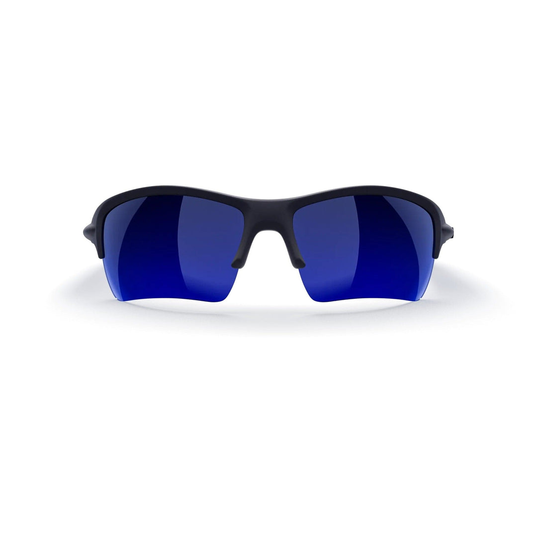 REKS Sling XM polarized sunglasses with black and blue mirrored lenses, featuring a sleek, modern design and lightweight frame.