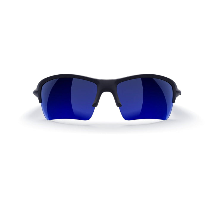 REKS Sling XM polarized sunglasses with black and blue mirrored lenses, featuring a sleek, modern design and lightweight frame.