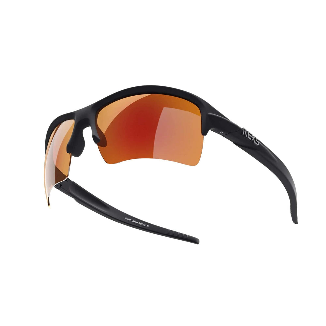 REKS Sling XM polarized sunglasses with black and red mirror lenses, featuring a sleek, modern design and lightweight frame.