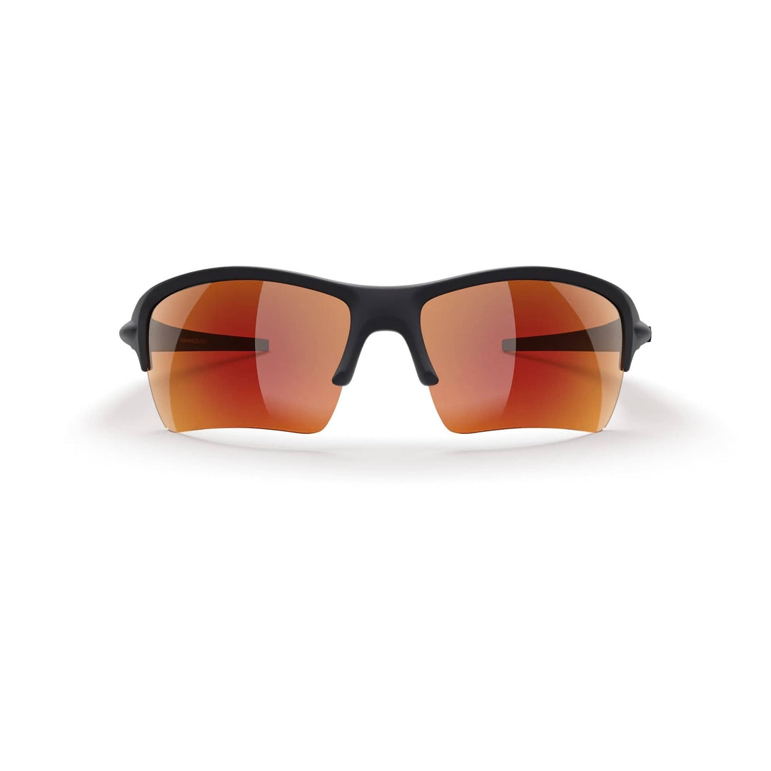 REKS Sling XM Polarized sunglasses with black and red mirrored lenses, Trivex® frame, front view.